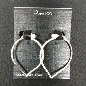 Pair of New stylish dangle/hoop earrings, 100% pure silver.